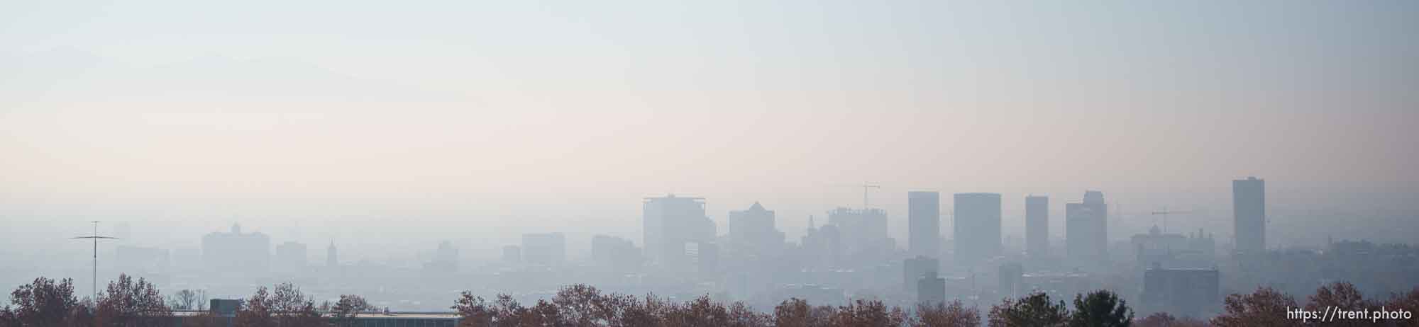 (Trent Nelson  |  The Salt Lake Tribune) Poor air quality in Salt Lake City on Friday, Dec. 3, 2021.