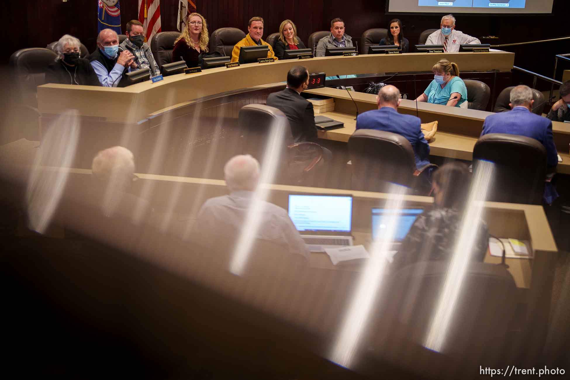 (Trent Nelson  |  The Salt Lake Tribune) 
at a Salt Lake County Council meeting in Salt Lake City on Tuesday, Dec. 7, 2021.