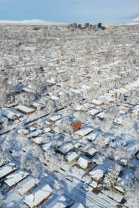 (Trent Nelson  |  The Salt Lake Tribune) Salt Lake City covered in fresh snow on Wednesday, Dec. 15, 2021.