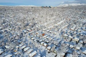 (Trent Nelson  |  The Salt Lake Tribune) Salt Lake City covered in fresh snow on Wednesday, Dec. 15, 2021.