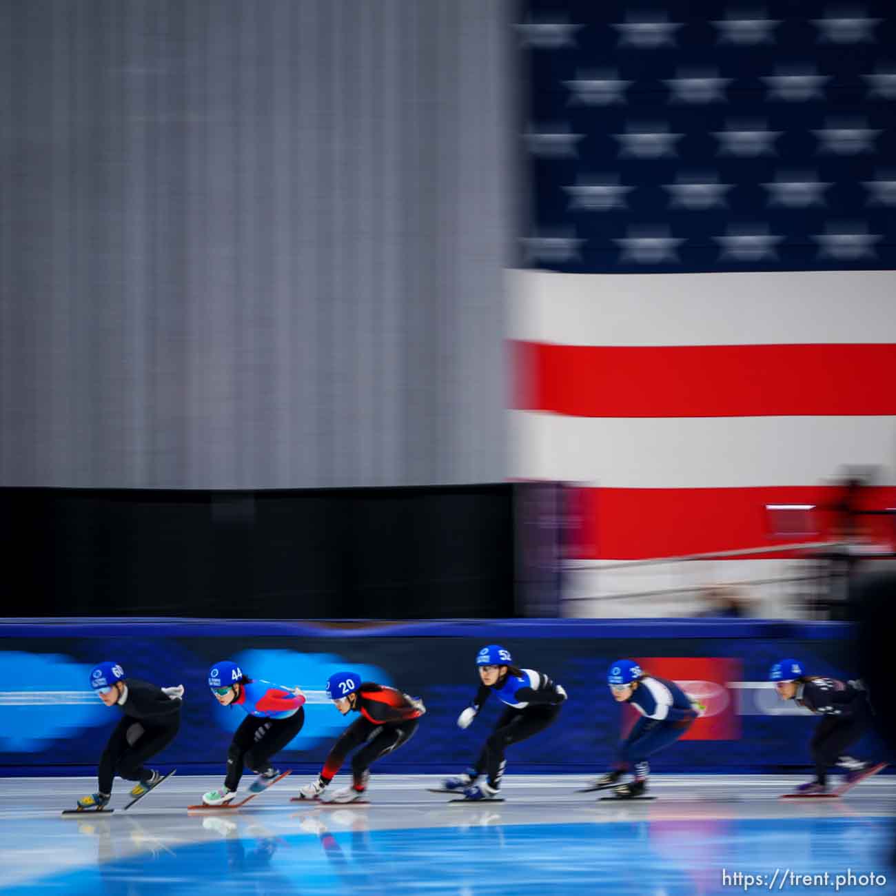 (Trent Nelson  |  The Salt Lake Tribune) Women's 1502 B Final at the US Olympic Short Track Team Trials in Kearns on Saturday, Dec. 18, 2021.