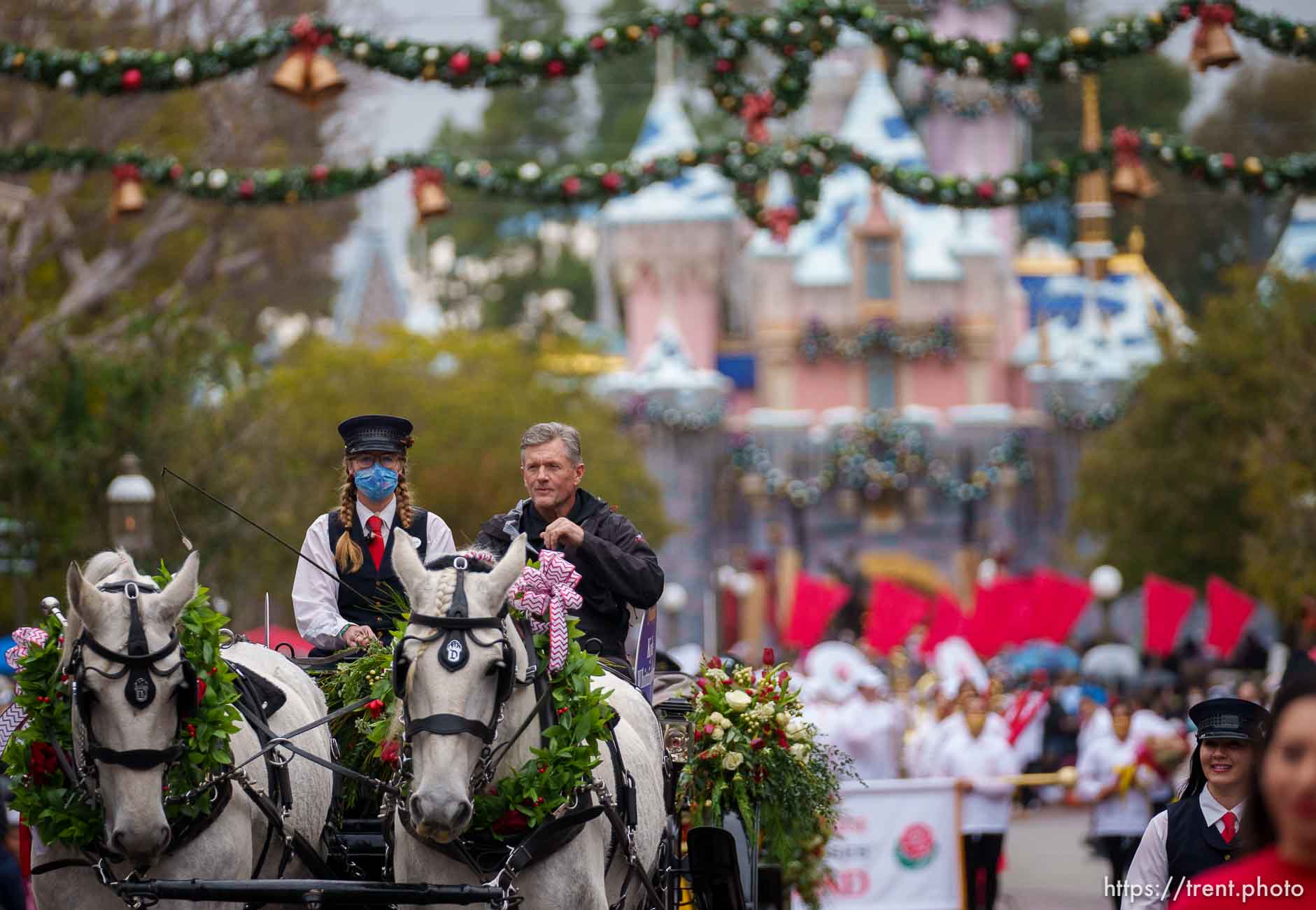 (Trent Nelson  |  The Salt Lake Tribune) Utah football coach Kyle Whittingham rides down Disneyland's Main Street in the Rose Bowl Game Cavalcade in Anaheim on Monday, Dec. 27, 2021.