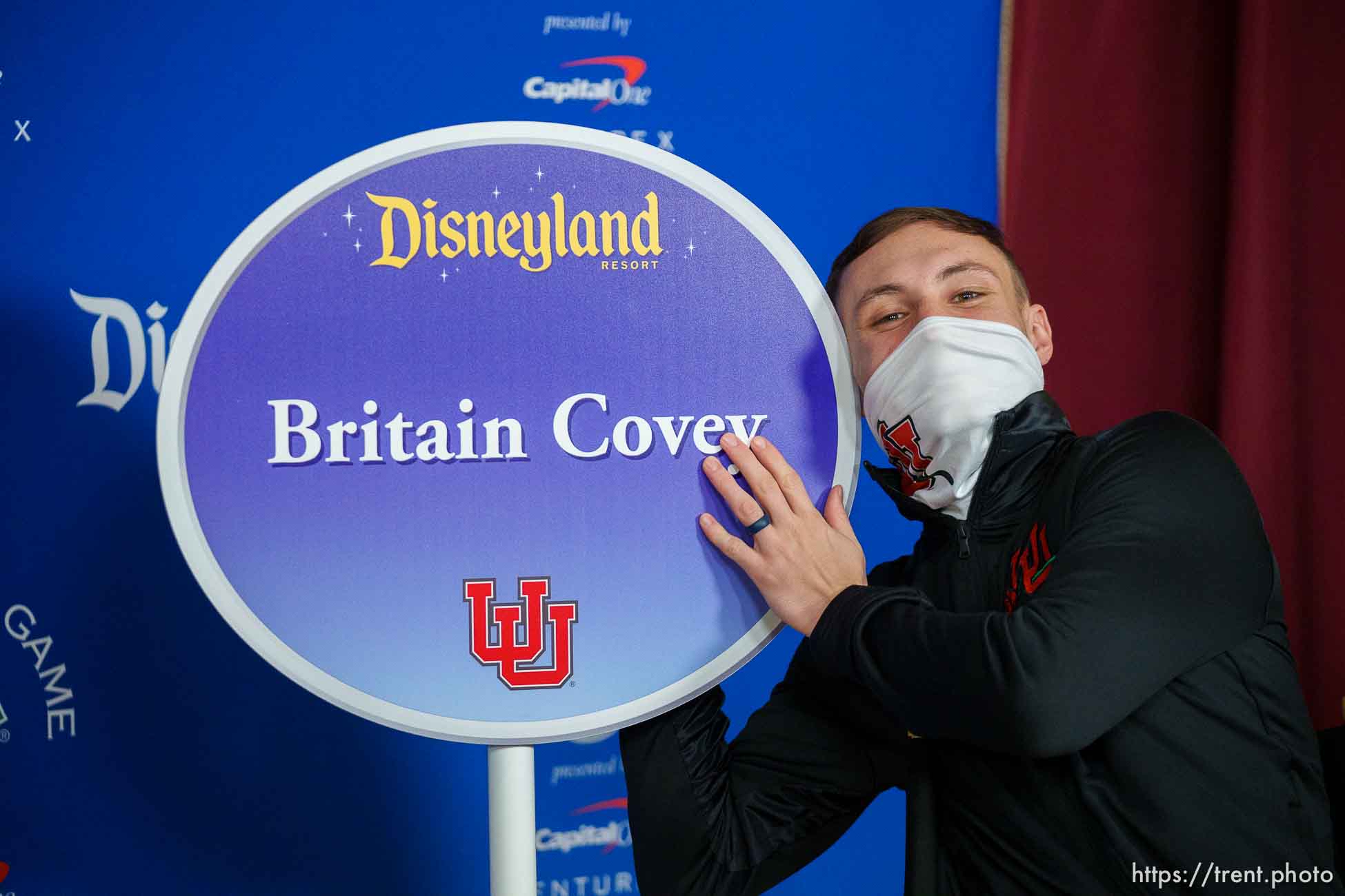 (Trent Nelson  |  The Salt Lake Tribune) Britain Covey during a media session at Disneyland in Anaheim, Calif., on Monday, Dec. 27, 2021.