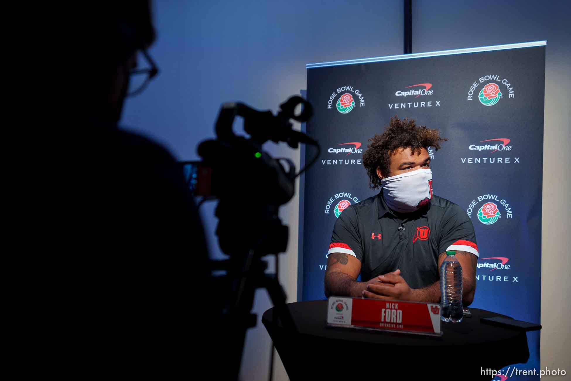 (Trent Nelson  |  The Salt Lake Tribune) Nick Ford during a Rose Bowl media session at in Los Angeles, Calif., on Tuesday, Dec. 28, 2021.