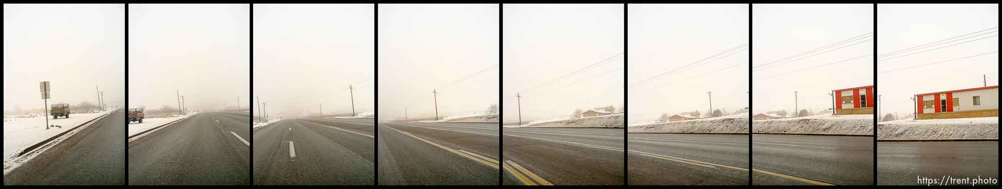 roads. Driving from Roosevelt to Helper through Ashley National Forest, Wednesday January 20, 2016.