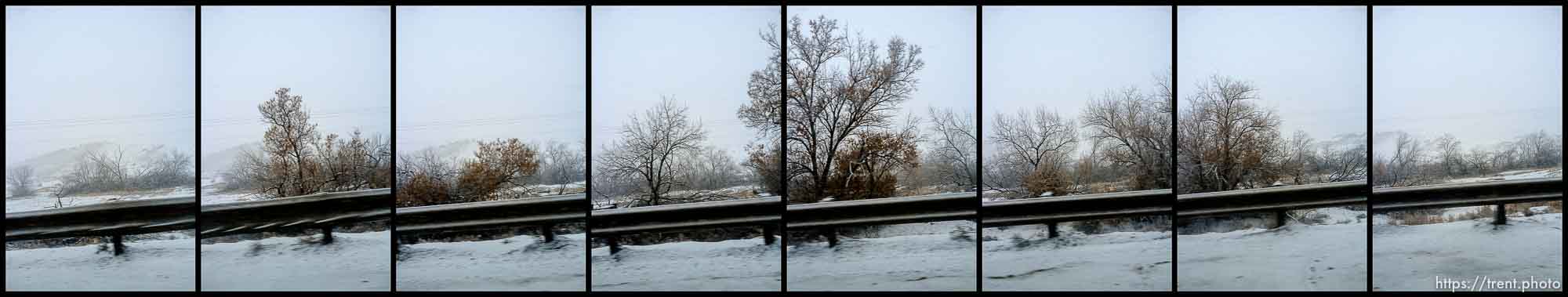 roads. Driving from Roosevelt to Helper through Ashley National Forest, Wednesday January 20, 2016.