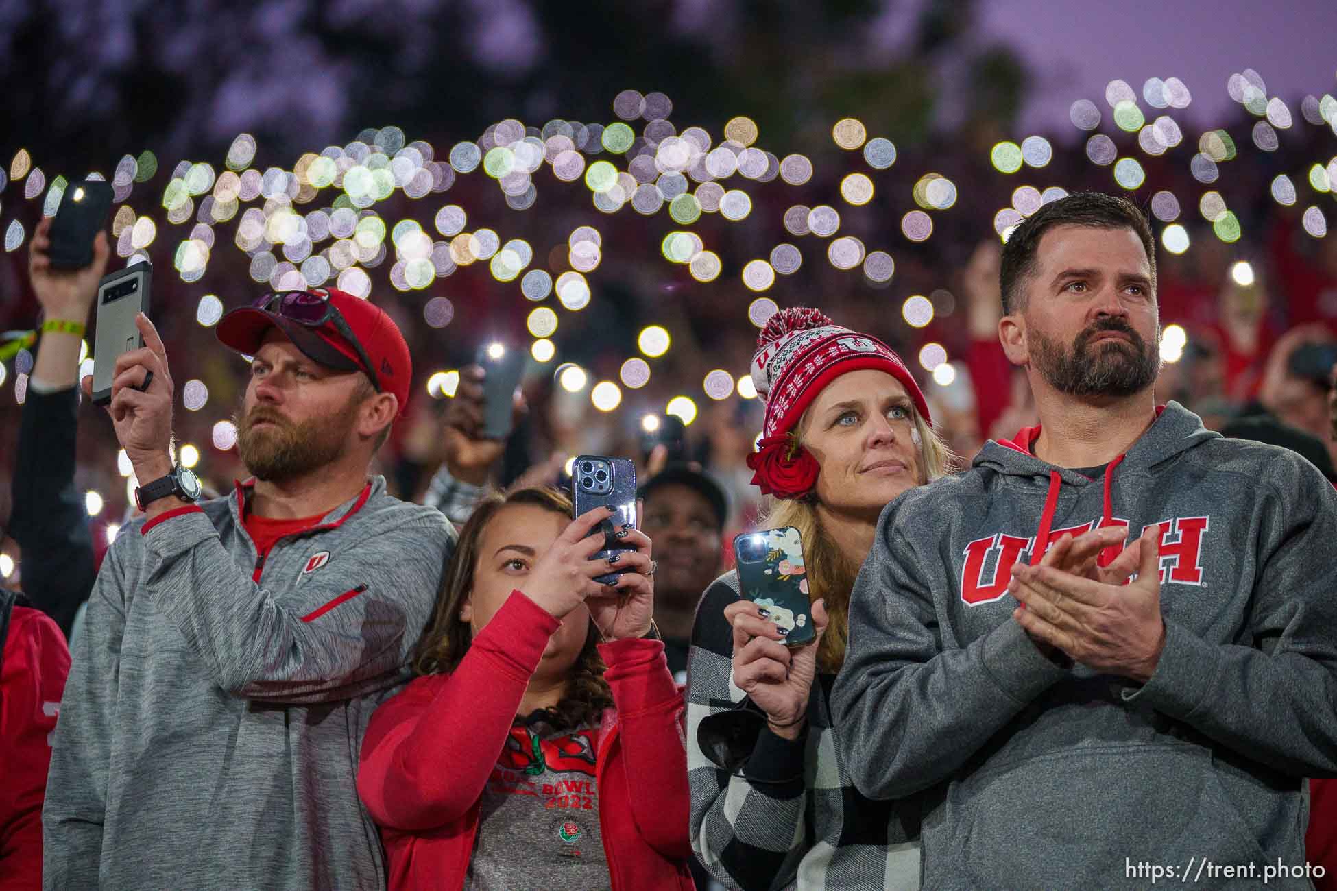 (Trent Nelson  |  The Salt Lake Tribune) Utah fans as the Utah Utes face the Ohio State Buckeyes at the Rose Bowl in Pasadena, Calif., on Saturday, Jan. 1, 2022.