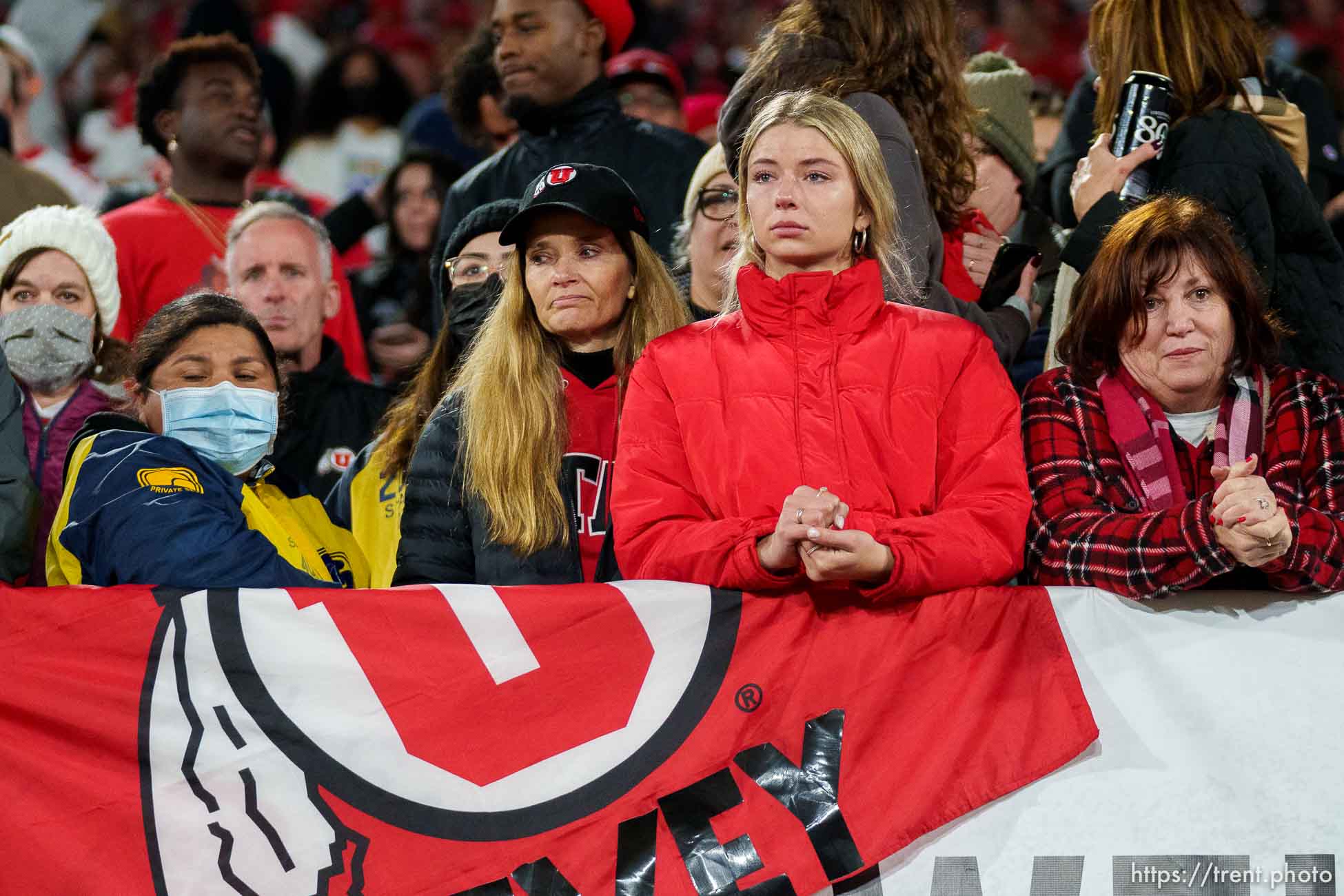 (Trent Nelson  |  The Salt Lake Tribune) Utah fans after the loss, as the Utah Utes face the Ohio State Buckeyes at the Rose Bowl in Pasadena, Calif., on Saturday, Jan. 1, 2022.