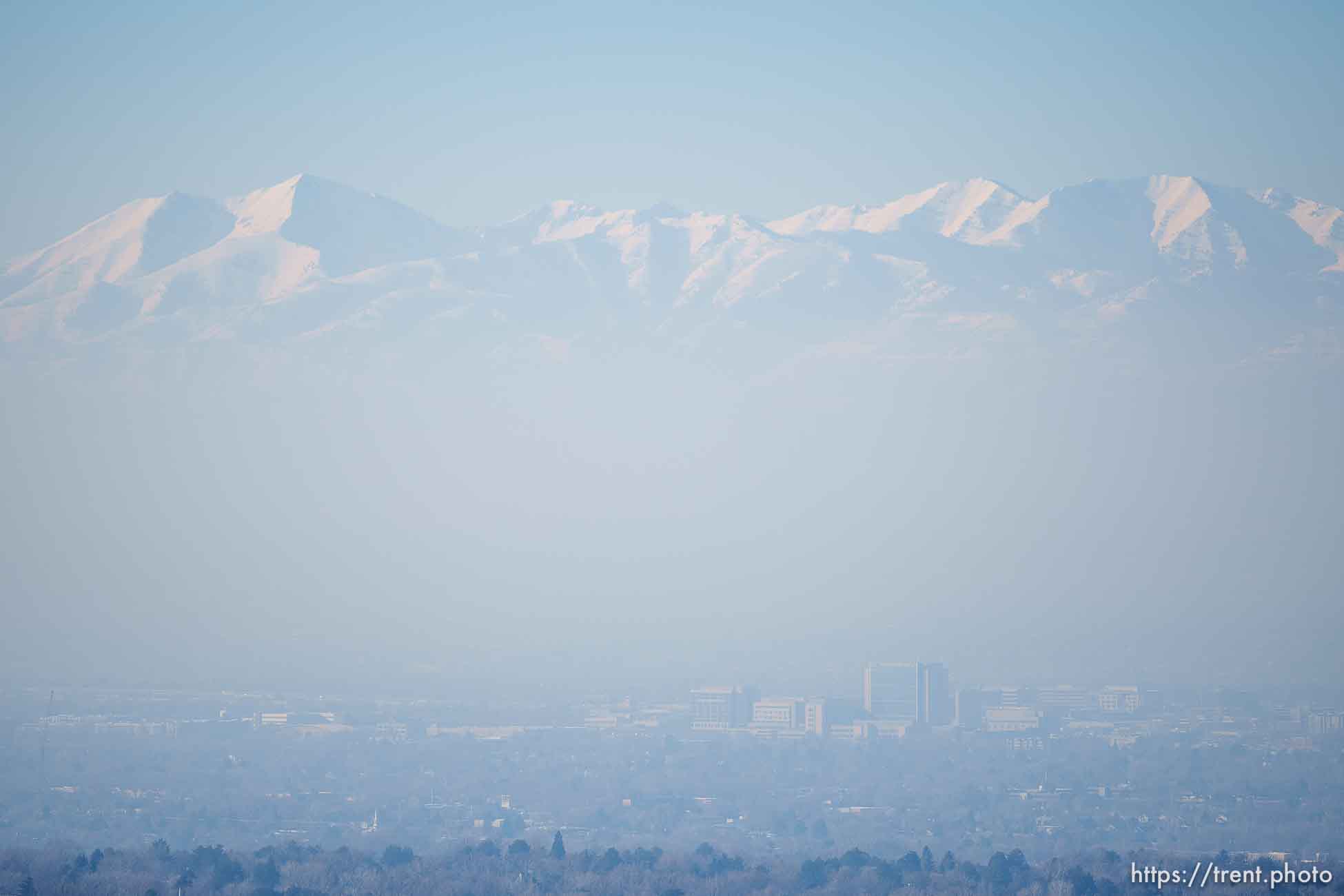 (Trent Nelson  |  The Salt Lake Tribune) Pollution blankets the Salt Lake Valley on Tuesday, Jan. 11, 2022.