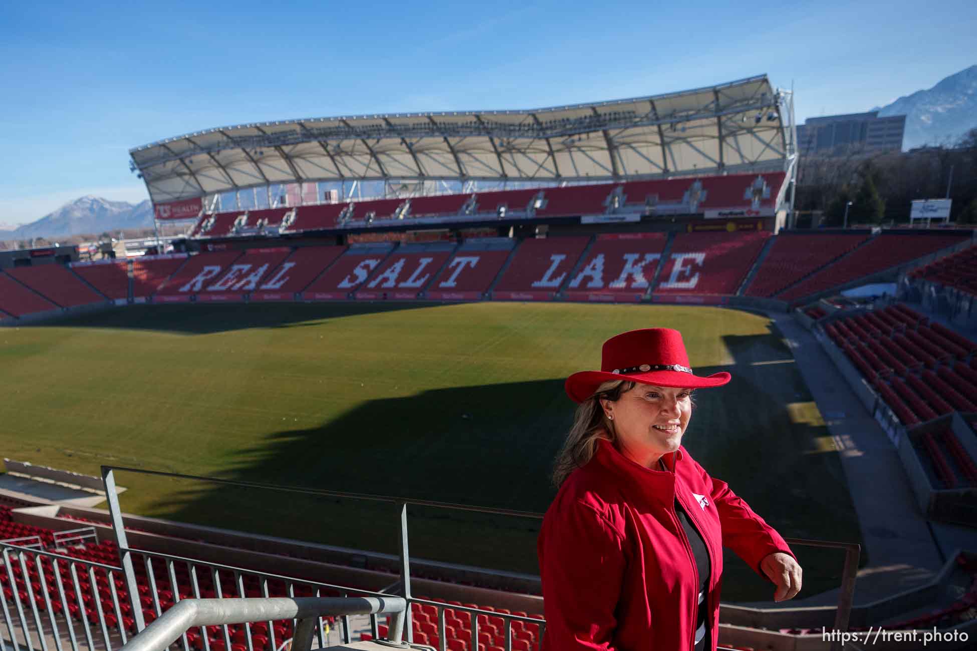 (Trent Nelson  |  The Salt Lake Tribune) New Sandy mayor Monica Zoltanski tours Rio Tinto Stadium in Sandy on Wednesday, Jan. 12, 2022.