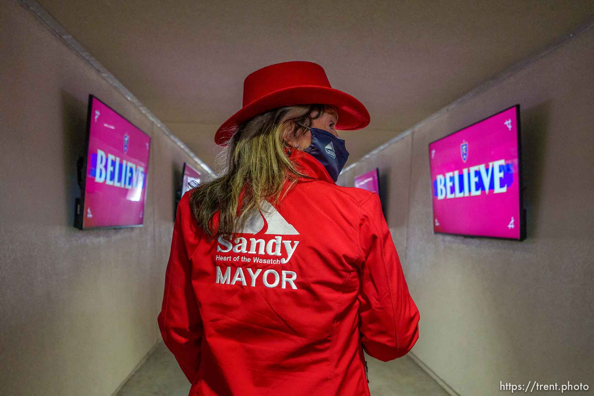 (Trent Nelson  |  The Salt Lake Tribune) New Sandy mayor Monica Zoltanski tours Rio Tinto Stadium in Sandy on Wednesday, Jan. 12, 2022.