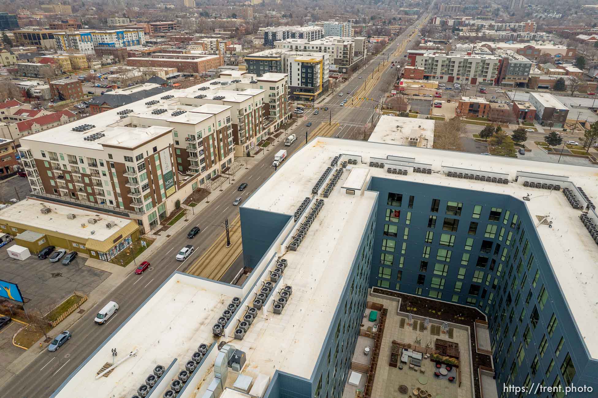 (Trent Nelson  |  The Salt Lake Tribune) Housing developments along 400 South in Salt Lake City on Thursday, Jan. 13, 2022.