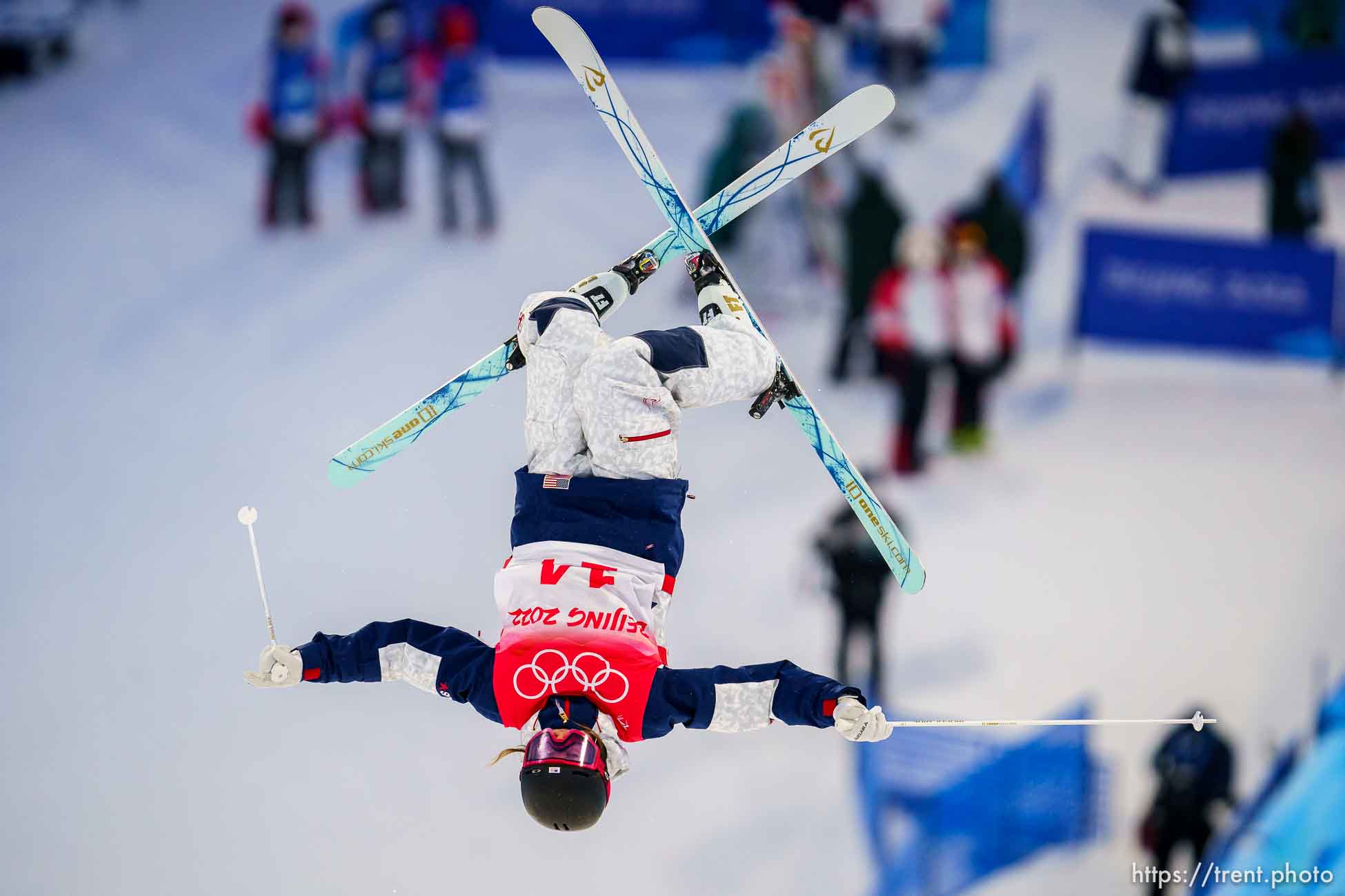 (Trent Nelson  |  The Salt Lake Tribune) Jaelin Kauf (USA) competing in Women's Moguls at Zhangjiakou Genting Snow Park during the 2022 Beijing Winter Olympics on Thursday, Feb. 3, 2022.