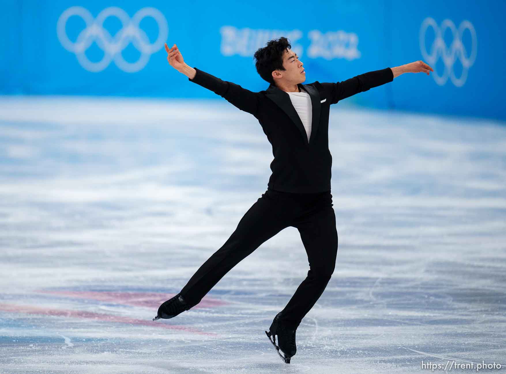 (Trent Nelson  |  The Salt Lake Tribune) Nathan Chen (USA) competes in the Team Event - Men Single Figure Skating at the Capital Indoor Stadium, 2022 Beijing Winter Olympics on Friday, Feb. 4, 2022.