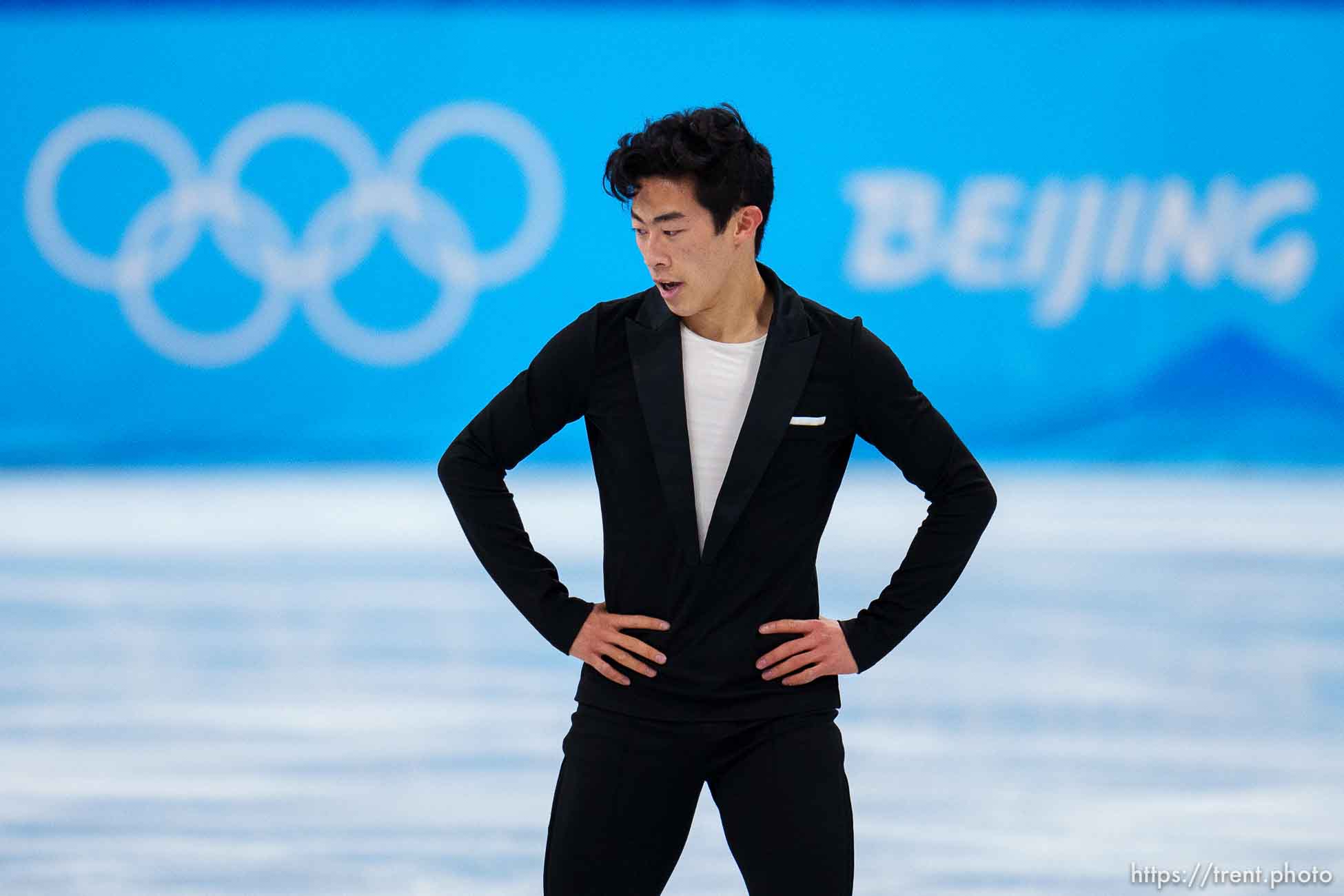 (Trent Nelson  |  The Salt Lake Tribune) Nathan Chen (USA) competes in the Team Event - Men Single Figure Skating at the Capital Indoor Stadium, 2022 Beijing Winter Olympics on Friday, Feb. 4, 2022.