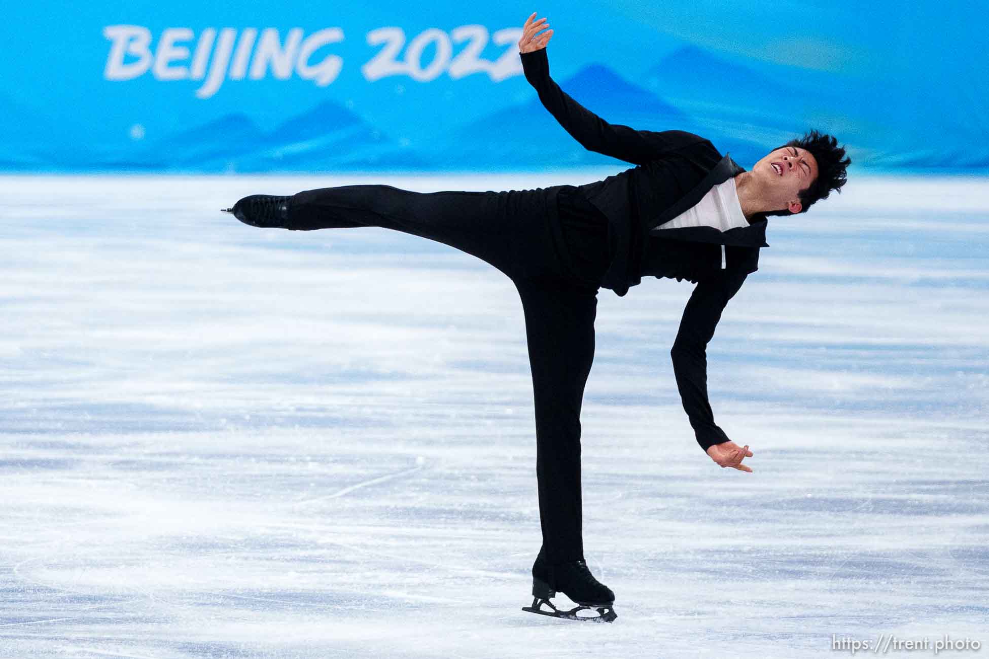 (Trent Nelson  |  The Salt Lake Tribune) Nathan Chen (USA) competes in the Team Event - Men Single Figure Skating at the Capital Indoor Stadium, 2022 Beijing Winter Olympics on Friday, Feb. 4, 2022.