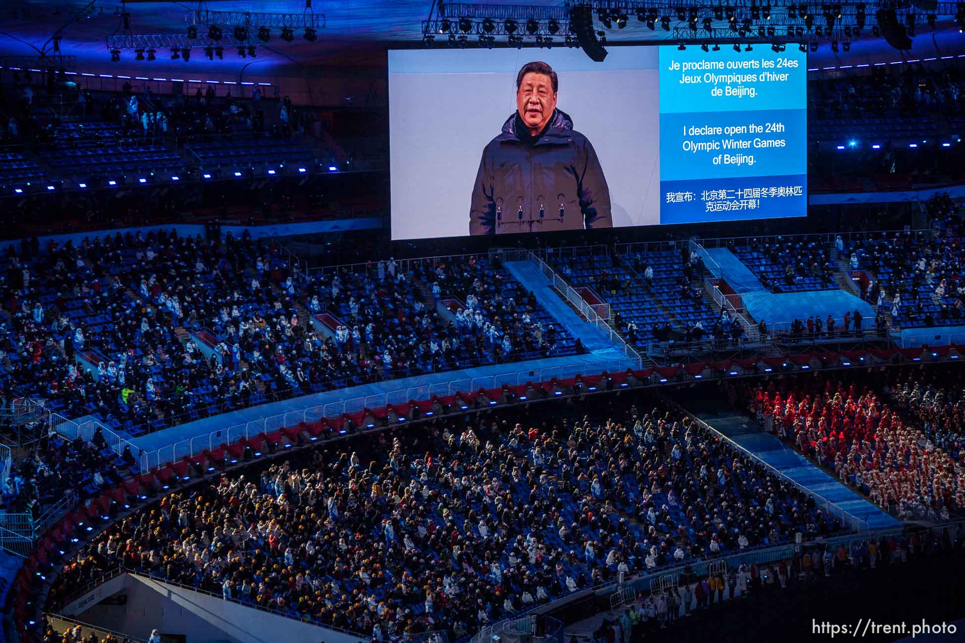 (Trent Nelson  |  The Salt Lake Tribune) 
during the opening ceremony of the 2022 Winter Olympics at the National Stadium ,the Bird's Nest, in Beijing on Friday, Feb. 4, 2022.