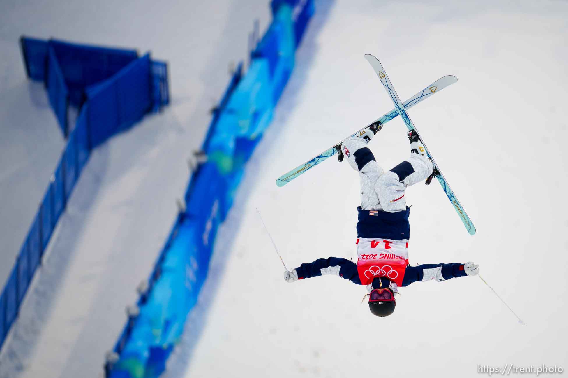 (Trent Nelson  |  The Salt Lake Tribune) Silver medal winner Jaelin Kauf (USA) competes in moguls at the 2022 Beijing Winter Olympics in Zhangjiakou on Sunday, Feb. 6, 2022.