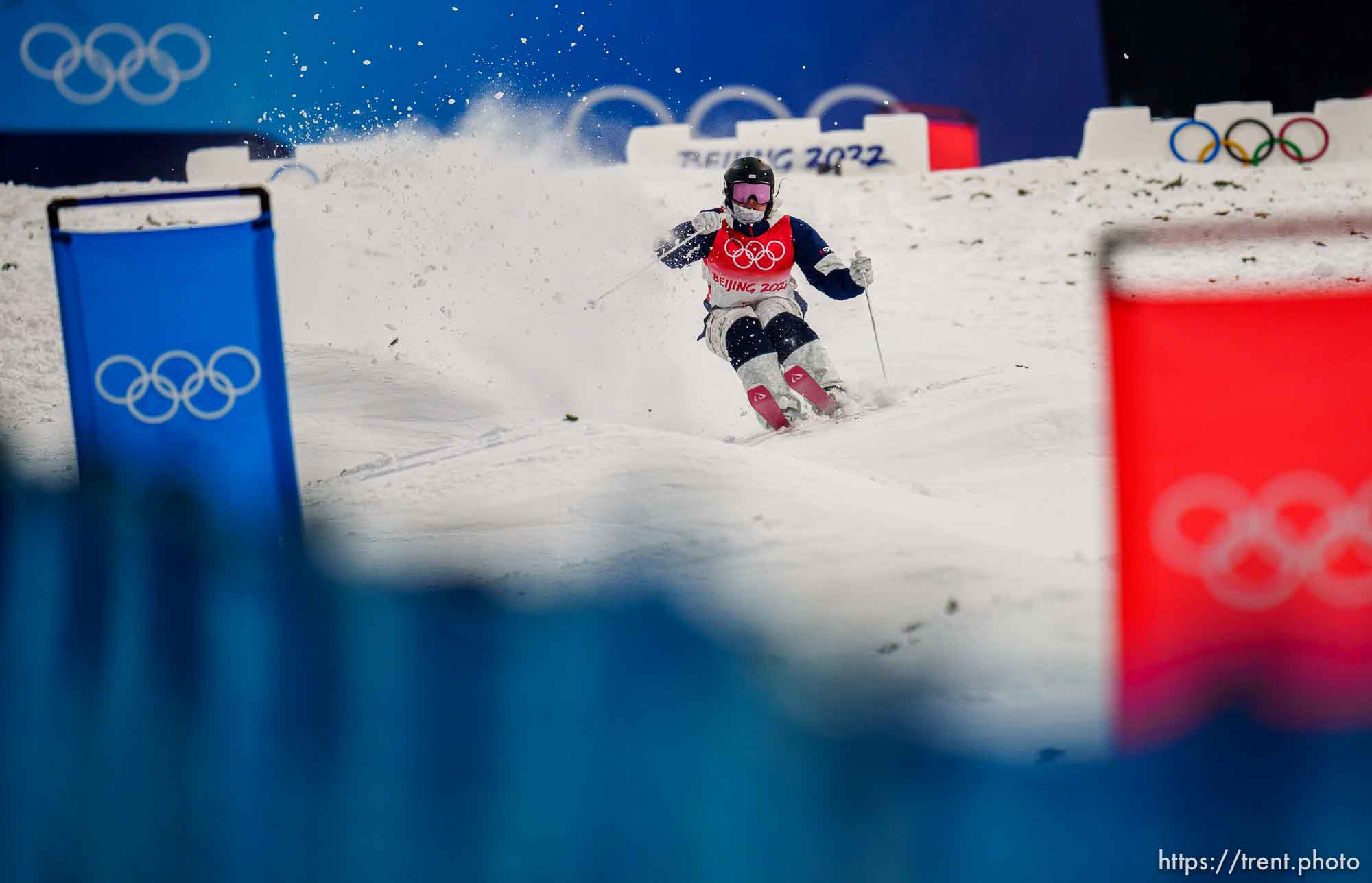 (Trent Nelson  |  The Salt Lake Tribune) Kai Owens (USA) competes in moguls at the 2022 Beijing Winter Olympics in Zhangjiakou on Sunday, Feb. 6, 2022.