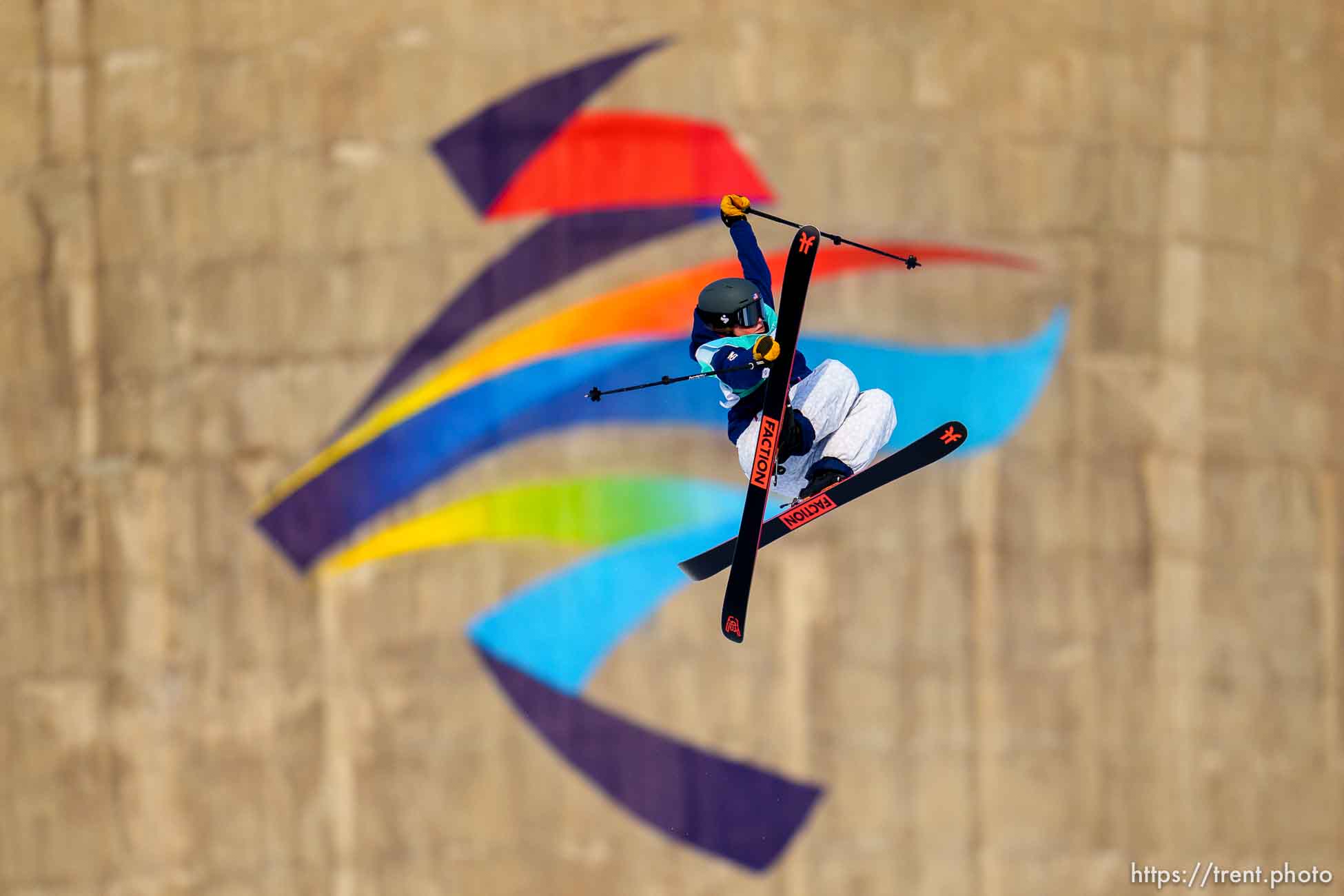(Trent Nelson  |  The Salt Lake Tribune) Caroline Claire competes in the big air qualification round at the 2022 Winter Olympics in Beijing on Monday, Feb. 7, 2022.