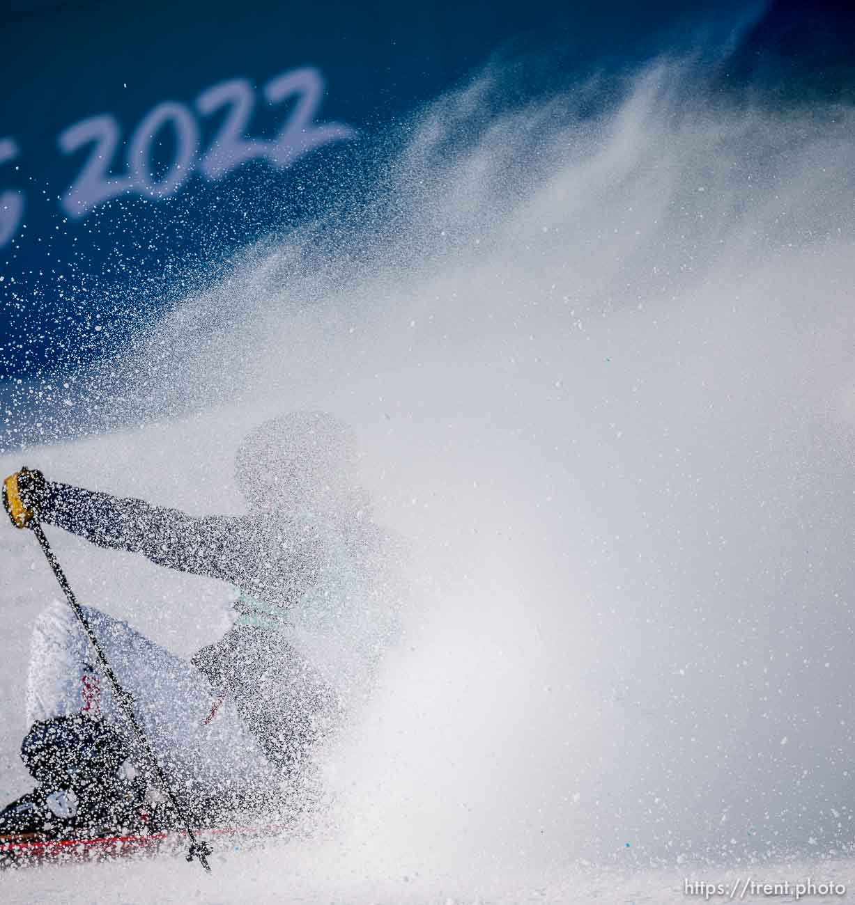 (Trent Nelson  |  The Salt Lake Tribune) Caroline Claire competes in the big air qualification round at the 2022 Winter Olympics in Beijing on Monday, Feb. 7, 2022.