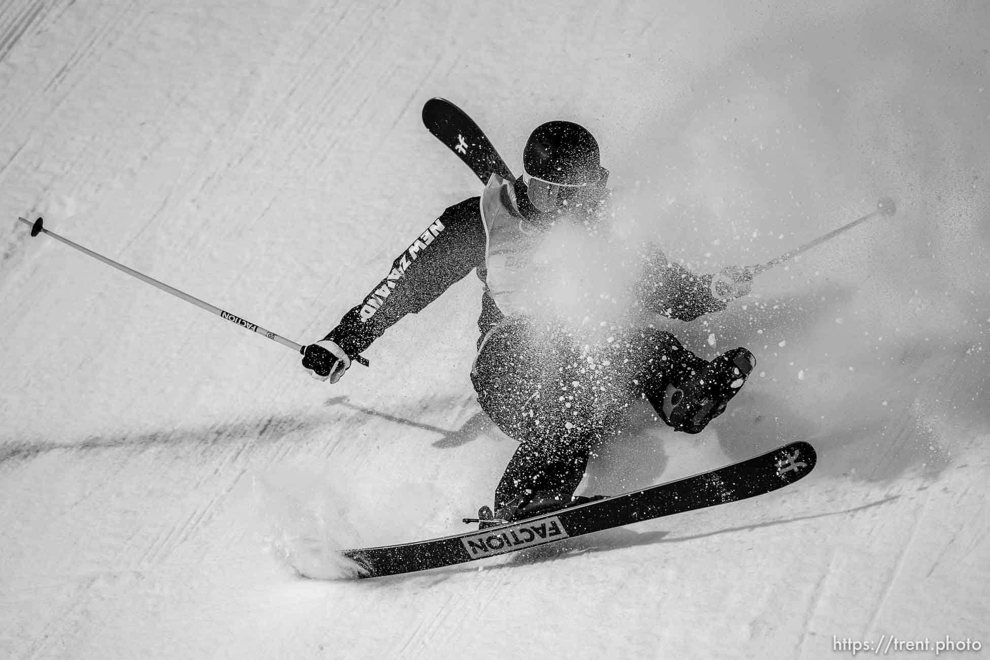 (Trent Nelson  |  The Salt Lake Tribune) 
Margaux HACKETT competes in the big air qualification round at the 2022 Winter Olympics in Beijing on Monday, Feb. 7, 2022.