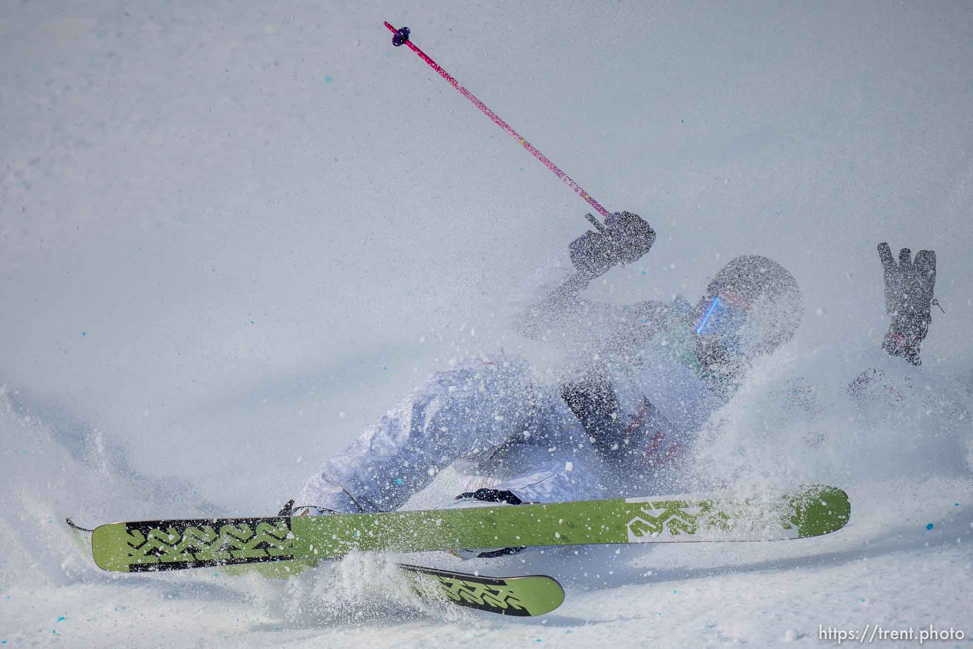 (Trent Nelson  |  The Salt Lake Tribune) Maggie Voisin competes in the big air qualification round at the 2022 Winter Olympics in Beijing on Monday, Feb. 7, 2022.