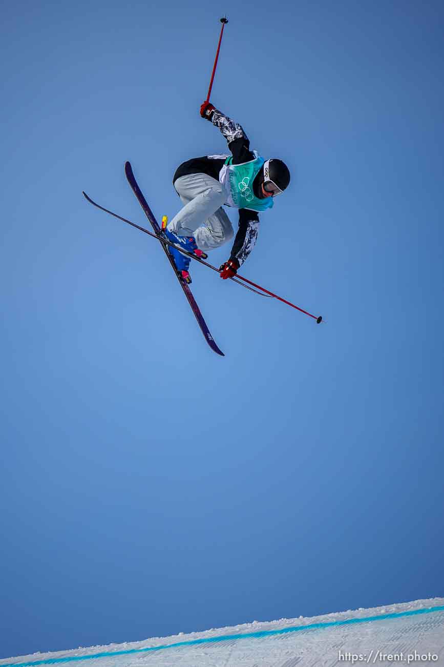 (Trent Nelson  |  The Salt Lake Tribune) 
Sarah HOEFFLIN competes in the big air qualification round at the 2022 Winter Olympics in Beijing on Monday, Feb. 7, 2022.