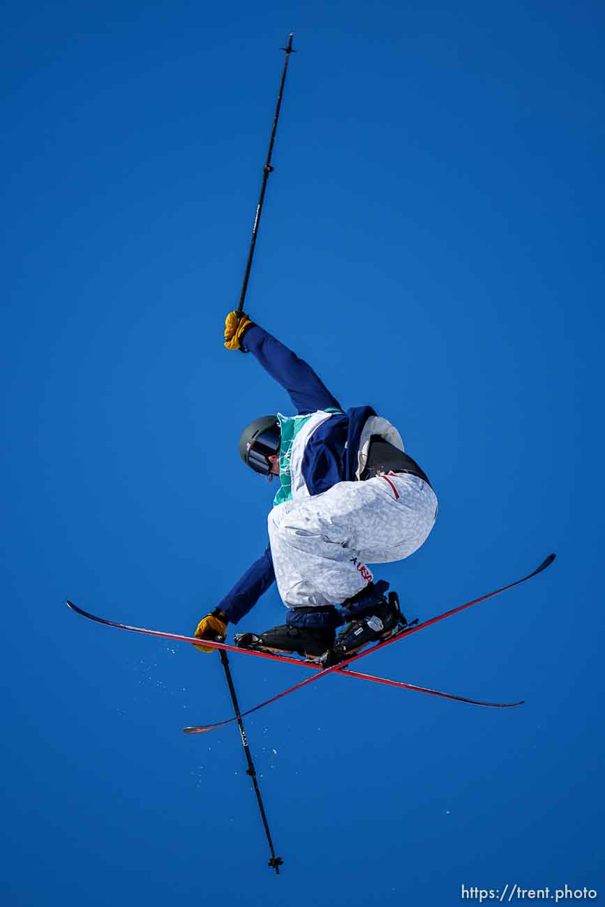 (Trent Nelson  |  The Salt Lake Tribune) Caroline Claire competes in the big air qualification round at the 2022 Winter Olympics in Beijing on Monday, Feb. 7, 2022.