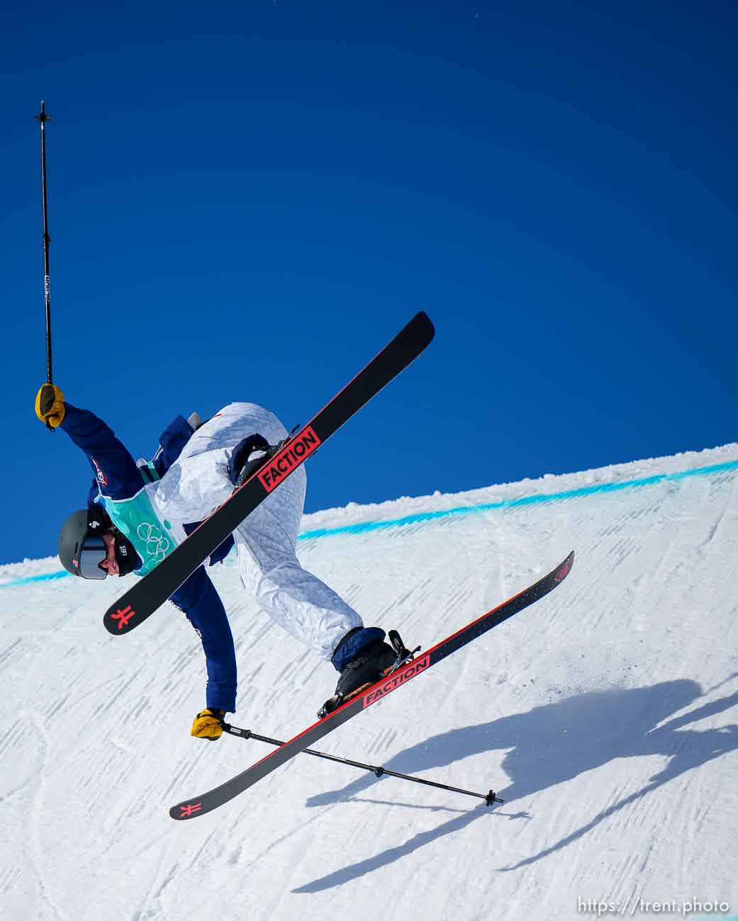 (Trent Nelson  |  The Salt Lake Tribune) Caroline Claire competes in the big air qualification round at the 2022 Winter Olympics in Beijing on Monday, Feb. 7, 2022.