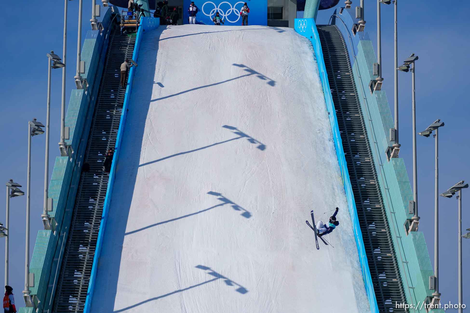 (Trent Nelson  |  The Salt Lake Tribune) Marin Hamill competes in the big air qualification round at the 2022 Winter Olympics in Beijing on Monday, Feb. 7, 2022.