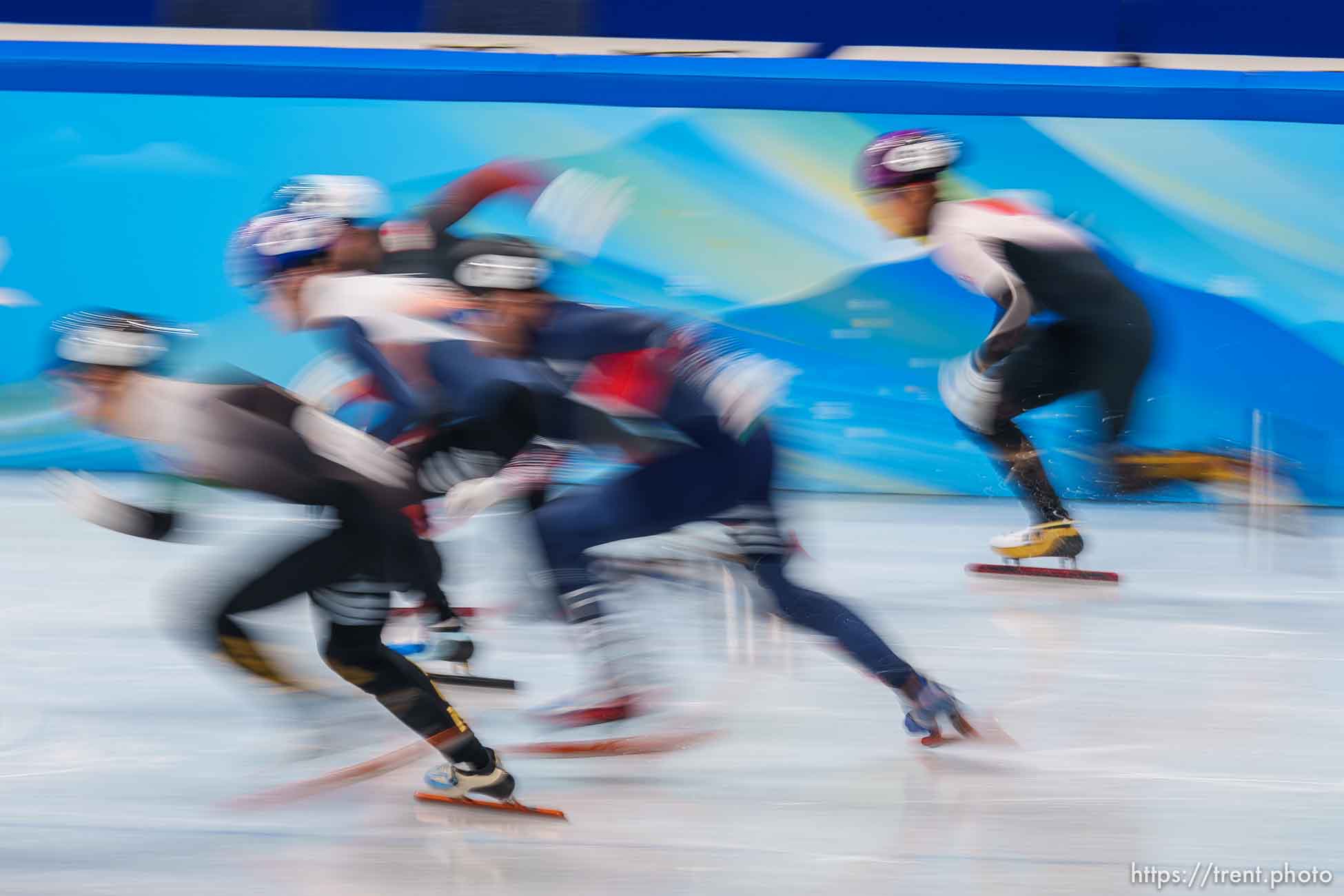 (Trent Nelson  |  The Salt Lake Tribune) 1000m, quarterfinal 2
short track speed skating at the 2022 Winter Olympics in Beijing on Monday, Feb. 7, 2022.