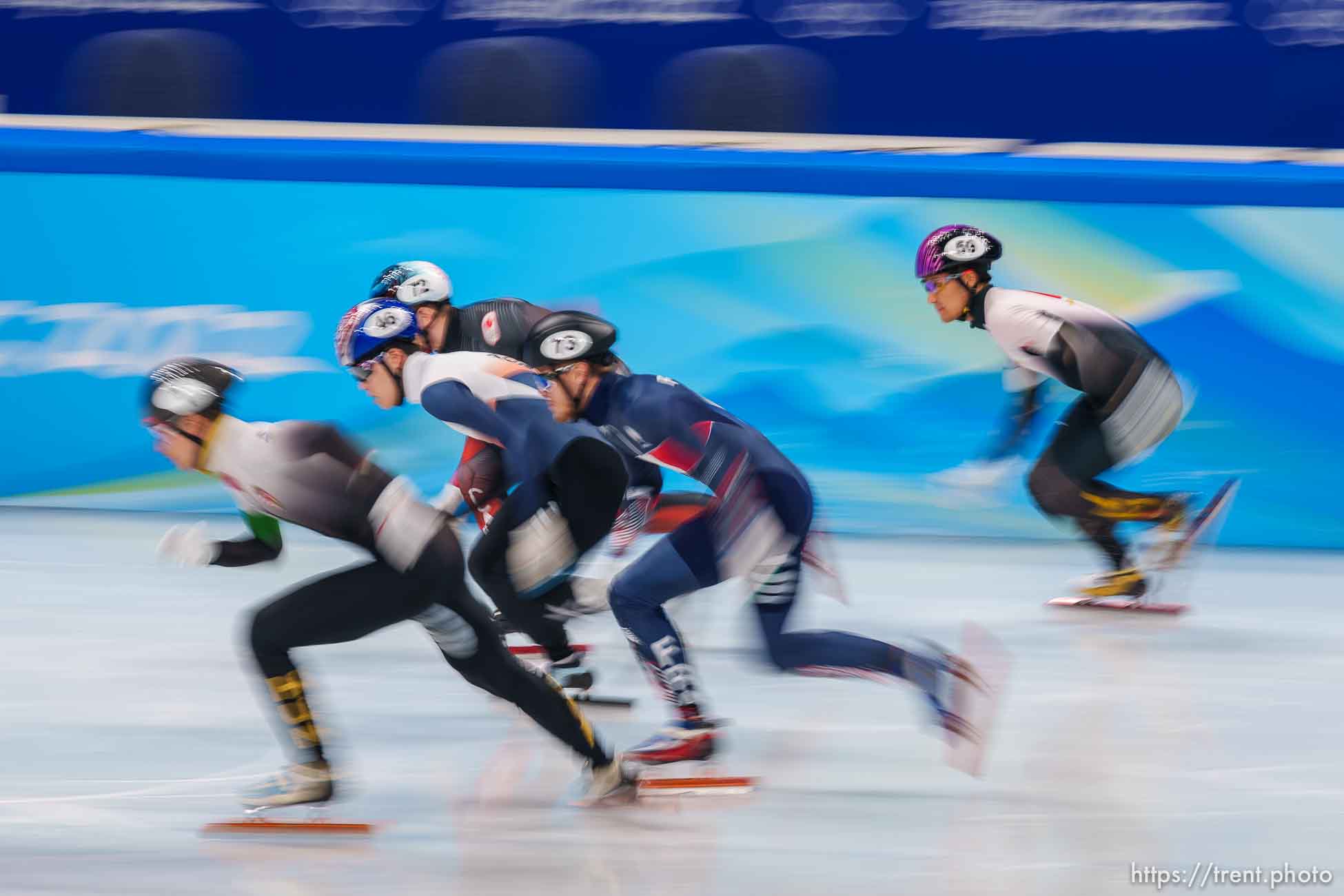 (Trent Nelson  |  The Salt Lake Tribune) 1000m, quarterfinal 2
short track speed skating at the 2022 Winter Olympics in Beijing on Monday, Feb. 7, 2022.