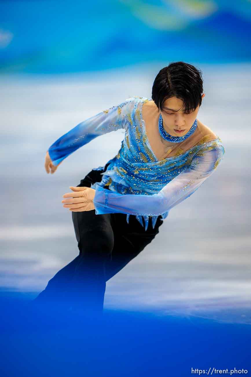 (Trent Nelson  |  The Salt Lake Tribune) Yuzuru HANYU  competes in the short program, figure skating at the 2022 Winter Olympics in Beijing on Tuesday, Feb. 8, 2022.