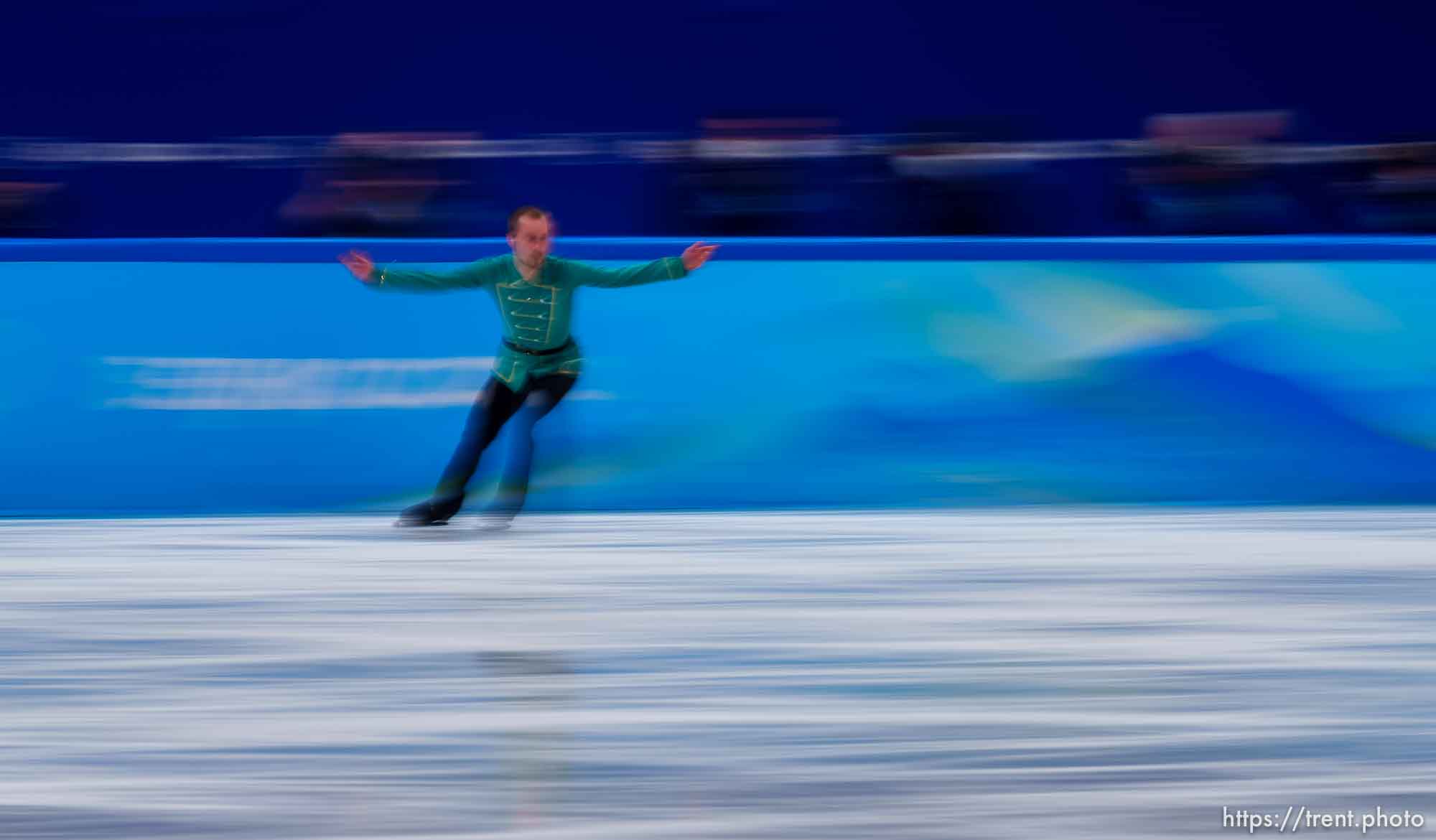 (Trent Nelson  |  The Salt Lake Tribune) Konstantin Milyukov (BLR) competes in the short program, figure skating at the 2022 Winter Olympics in Beijing on Tuesday, Feb. 8, 2022.