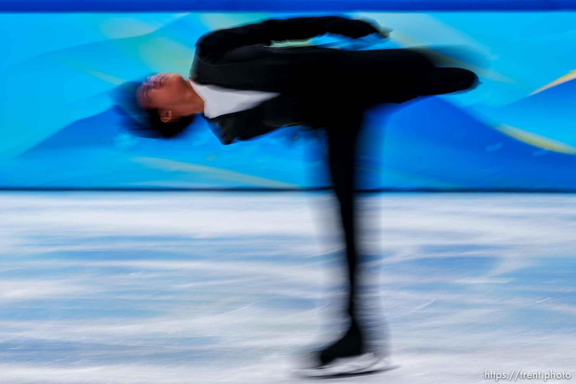 (Trent Nelson  |  The Salt Lake Tribune) Adam Siao Him Fa (FRA) competes in the short program, figure skating at the 2022 Winter Olympics in Beijing on Tuesday, Feb. 8, 2022.