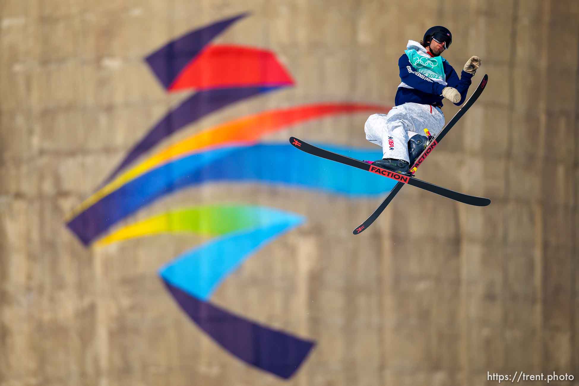 (Trent Nelson  |  The Salt Lake Tribune) Alexander Hall (USA) warms up for the big air men's final at the 2022 Winter Olympics in Beijing on Wednesday, Feb. 9, 2022.