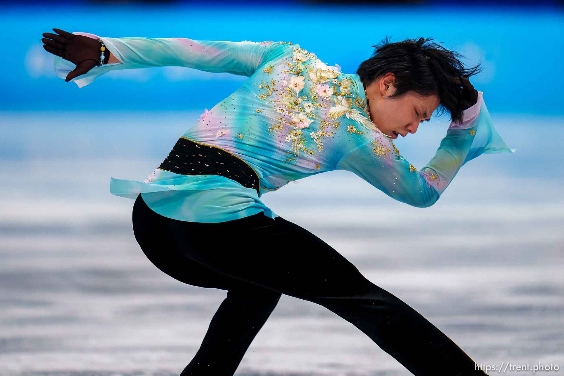 (Trent Nelson  |  The Salt Lake Tribune) Yuzuru Hanyu (Japan) competes in the free skating program, figure skating at the Capital Indoor Stadium, 2022 Beijing Winter Olympics on Thursday, Feb. 10, 2022.