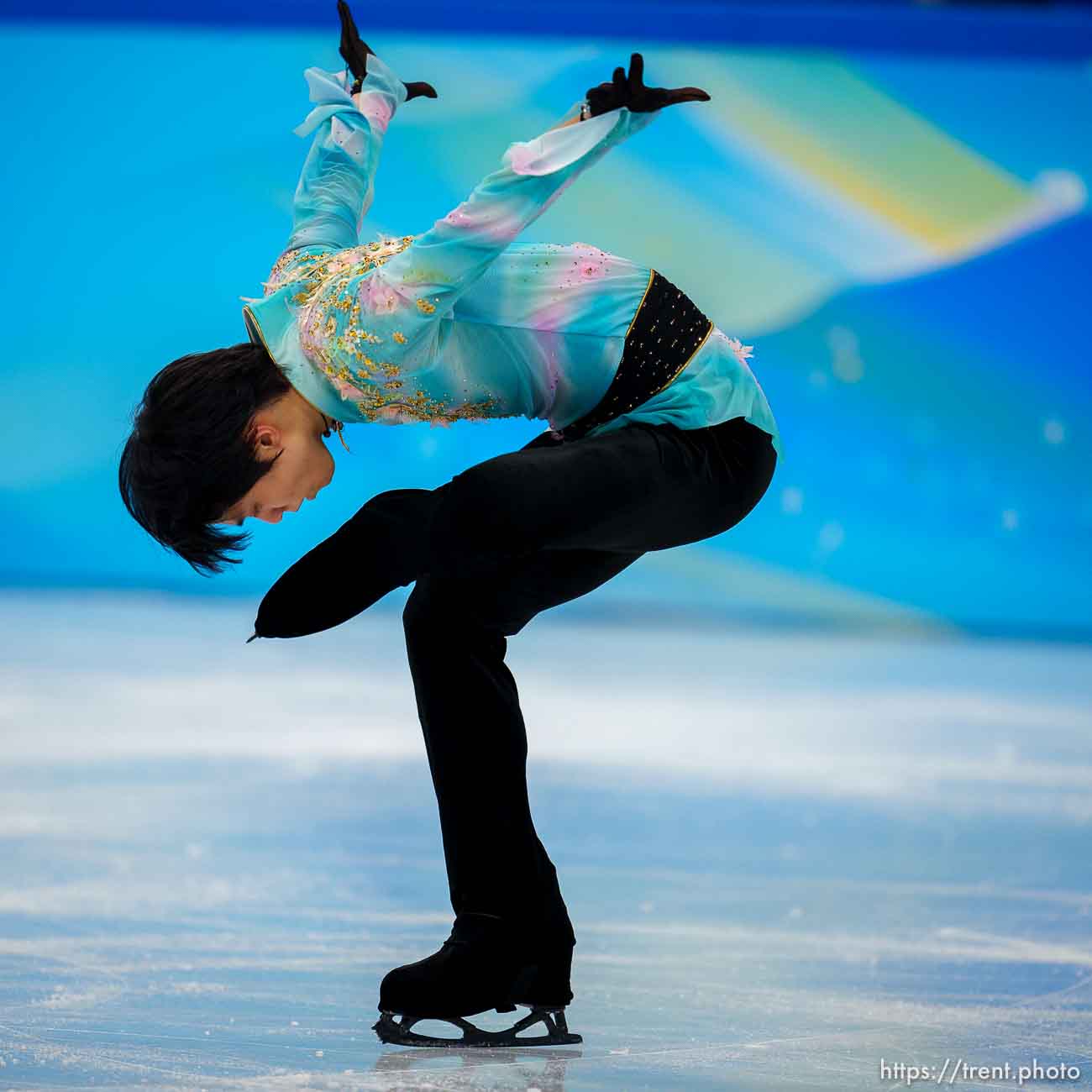 (Trent Nelson  |  The Salt Lake Tribune) Yuzuru Hanyu (Japan) competes in the free skating program, figure skating at the Capital Indoor Stadium, 2022 Beijing Winter Olympics on Thursday, Feb. 10, 2022.