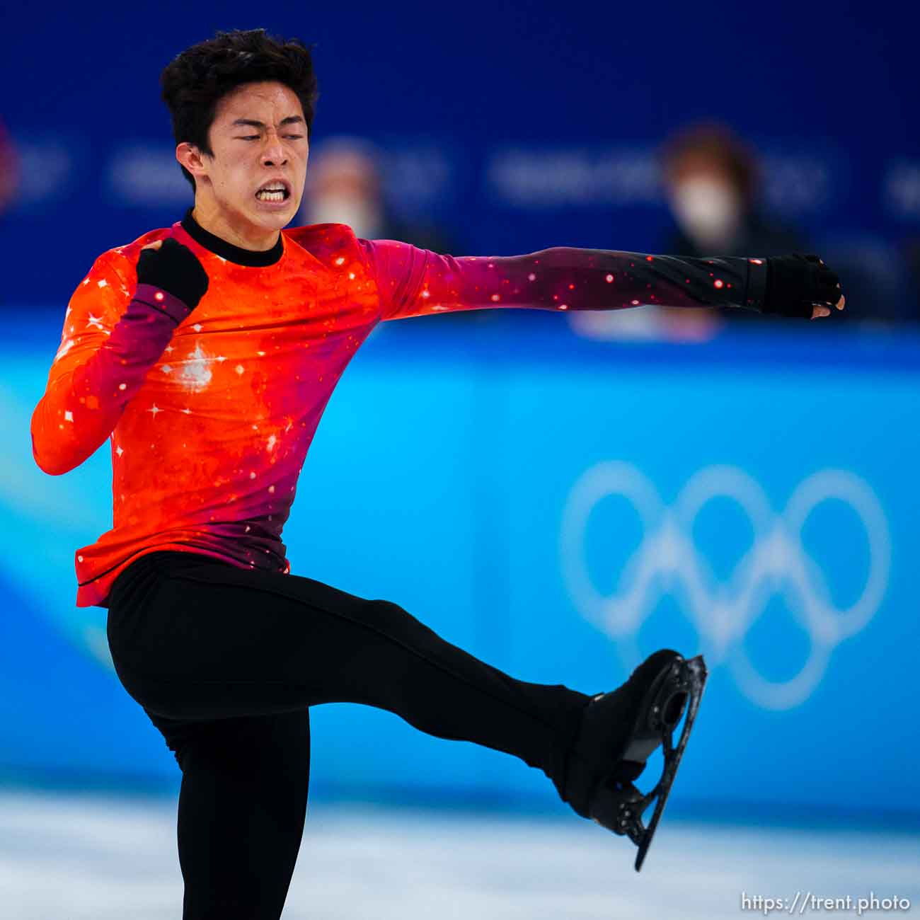 (Trent Nelson  |  The Salt Lake Tribune) Winning the gold medal, Nathan Chen competes in the free skating program, figure skating at the Capital Indoor Stadium, 2022 Beijing Winter Olympics on Thursday, Feb. 10, 2022.