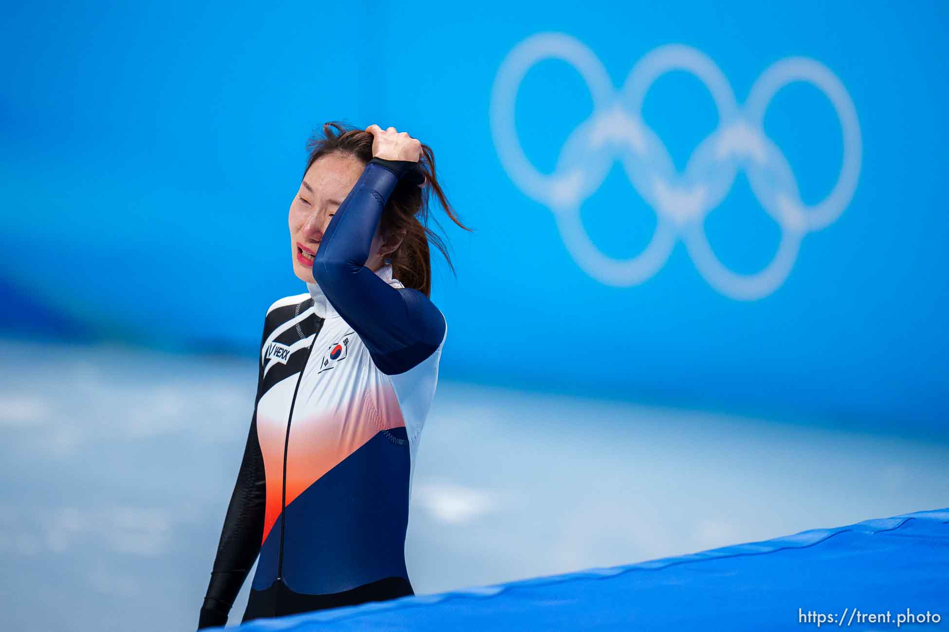 (Trent Nelson  |  The Salt Lake Tribune) in the 1000m final, short track speed skating at the 2022 Winter Olympics in Beijing on Friday, Feb. 11, 2022.