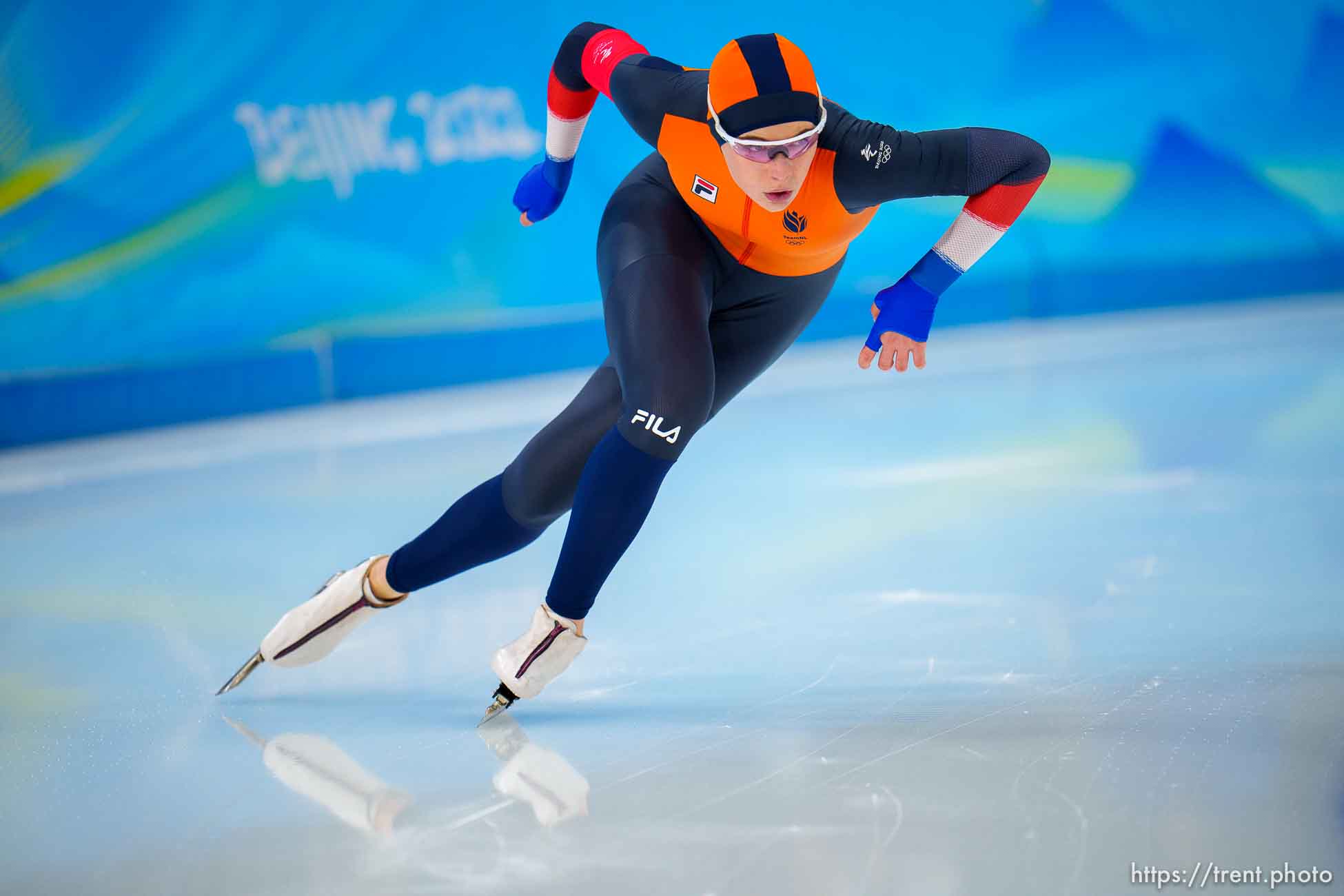 (Trent Nelson  |  The Salt Lake Tribune) 
Jutta Leerdam competes in the women's 500m, speed skating at the 2022 Winter Olympics in Beijing on Sunday, Feb. 13, 2022.