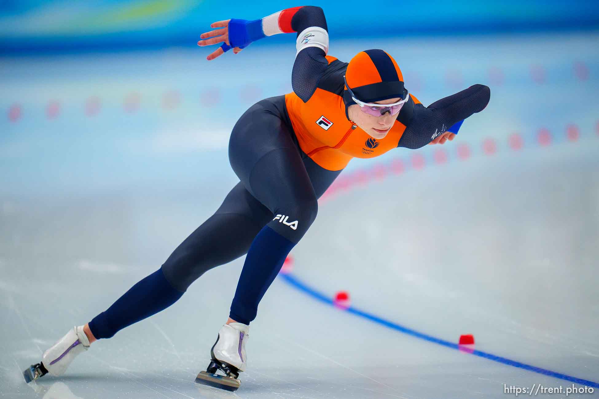 (Trent Nelson  |  The Salt Lake Tribune) 
Femke Kok (NED) competes in the women's 500m, speed skating at the 2022 Winter Olympics in Beijing on Sunday, Feb. 13, 2022.