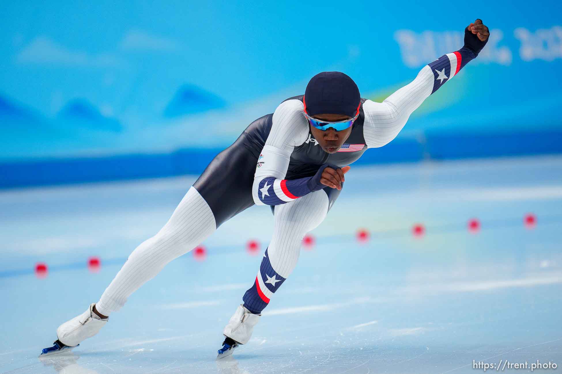 (Trent Nelson  |  The Salt Lake Tribune) Erin Jackson (USA) wins the gold medal in the women's 500m, speed skating at the 2022 Winter Olympics in Beijing on Sunday, Feb. 13, 2022.