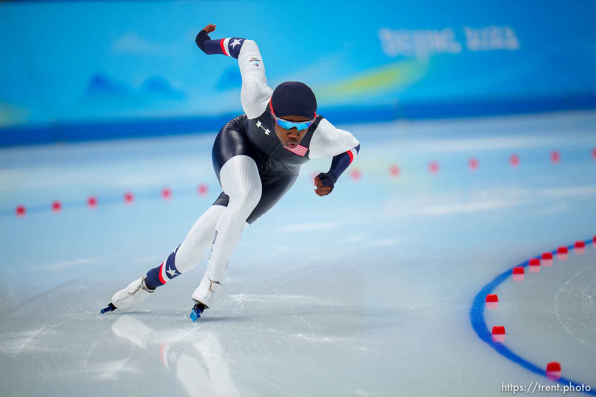 (Trent Nelson  |  The Salt Lake Tribune) Erin Jackson (USA) wins the gold medal in the women's 500m, speed skating at the 2022 Winter Olympics in Beijing on Sunday, Feb. 13, 2022.