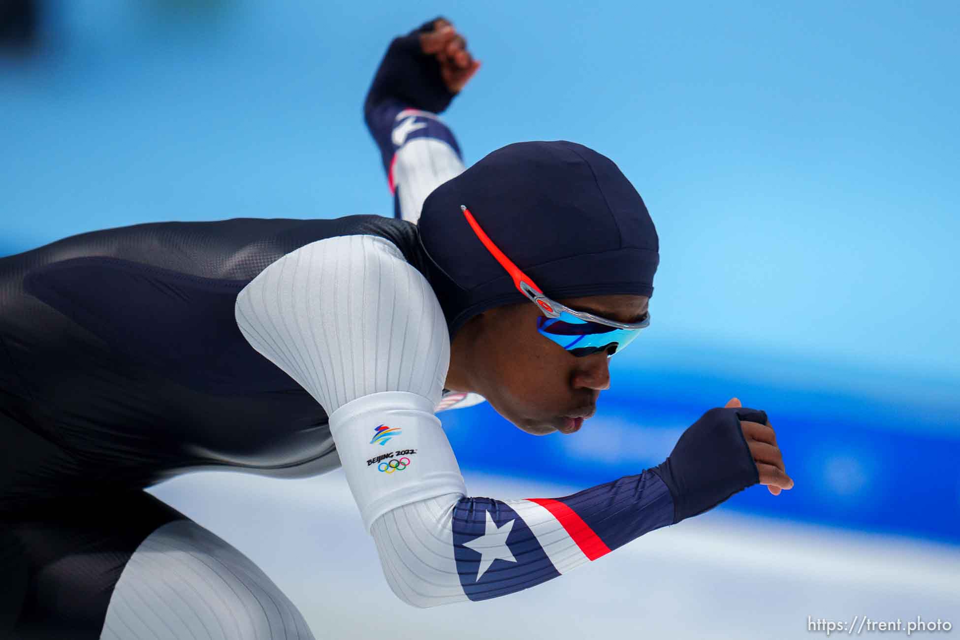 (Trent Nelson  |  The Salt Lake Tribune) Erin Jackson (USA) wins the gold medal in the women's 500m, speed skating at the 2022 Winter Olympics in Beijing on Sunday, Feb. 13, 2022.