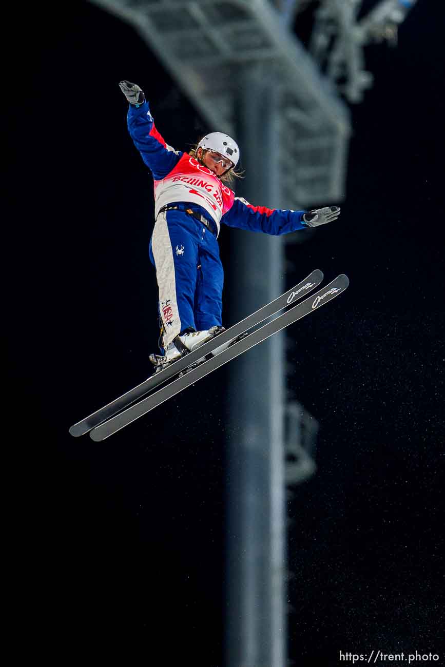 (Trent Nelson  |  The Salt Lake Tribune) Bronze medalist Megan Nick (USA) competes in women's aerials at the 2022 Beijing Winter Olympics in Zhangjiakou on Monday, Feb. 14, 2022.