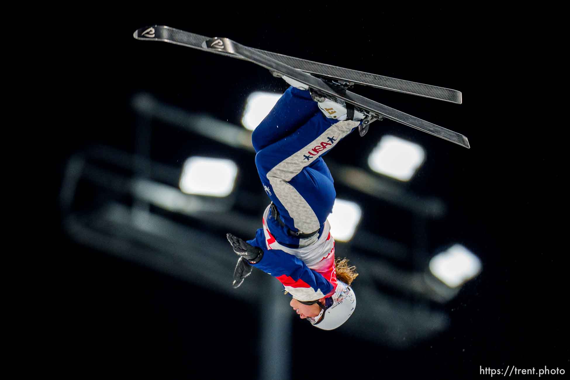 (Trent Nelson  |  The Salt Lake Tribune) Ashley Caldwell (USA) competes in women's aerials at the 2022 Beijing Winter Olympics in Zhangjiakou on Monday, Feb. 14, 2022.