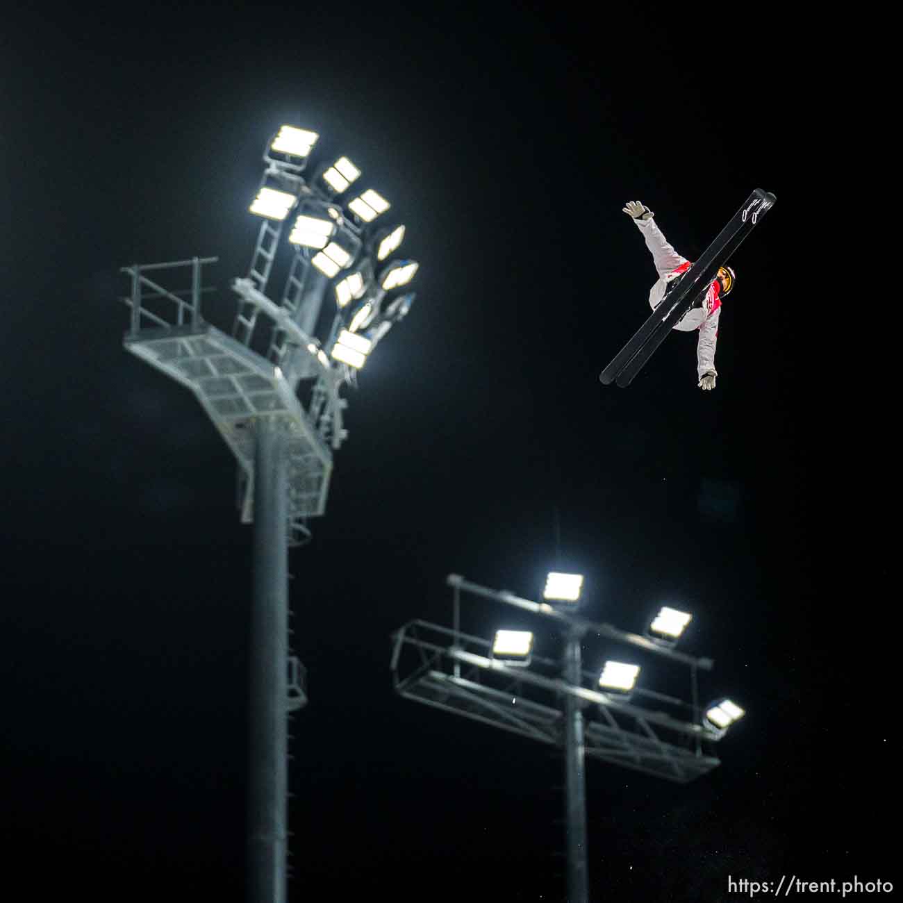 (Trent Nelson  |  The Salt Lake Tribune) 
Gold Medalist Xu Mengtao (China) competes in women's aerials at the 2022 Beijing Winter Olympics in Zhangjiakou on Monday, Feb. 14, 2022.