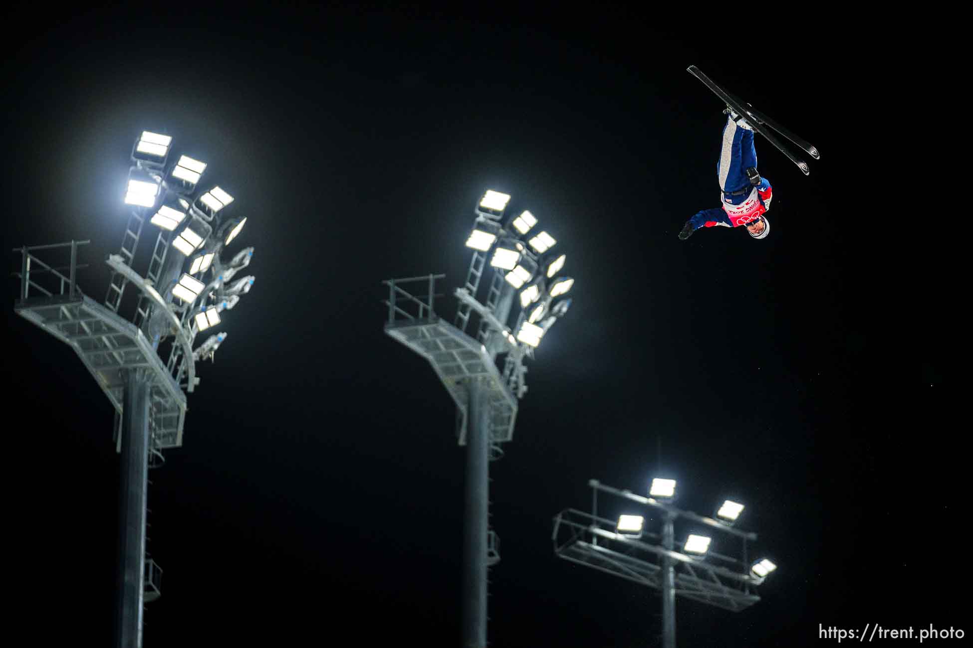 (Trent Nelson  |  The Salt Lake Tribune) Ashley Caldwell (USA)  competes in women's aerials at the 2022 Beijing Winter Olympics in Zhangjiakou on Monday, Feb. 14, 2022.